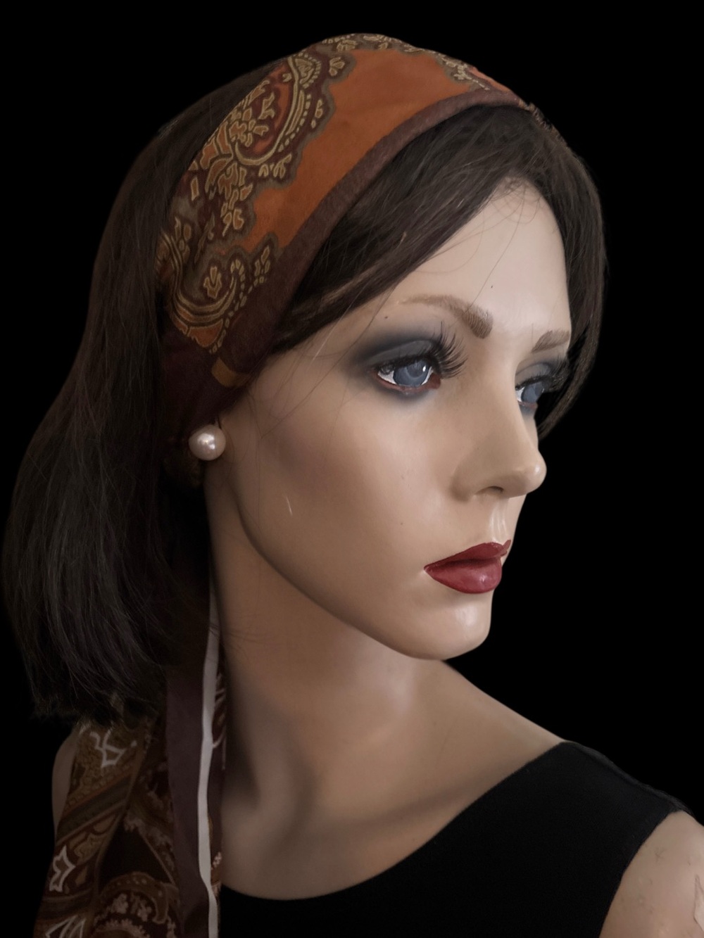 100% Silk Paisley Head Scarf - Adrienne Vittadini 54” x 11”